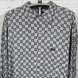 NWT GUESS U.S.A. MEN'S "TECHNO GOTH" CASUAL BUTTON DOWN DRESS SHIRT SZ XXL
